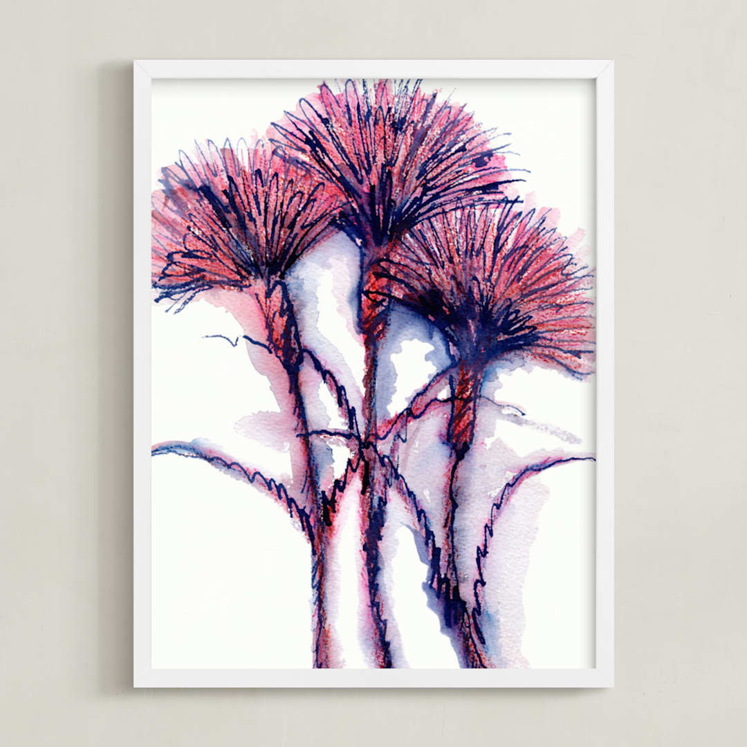 "Wild Carnations" - Art Print in Scarlet by Amelia Gluba - Framed