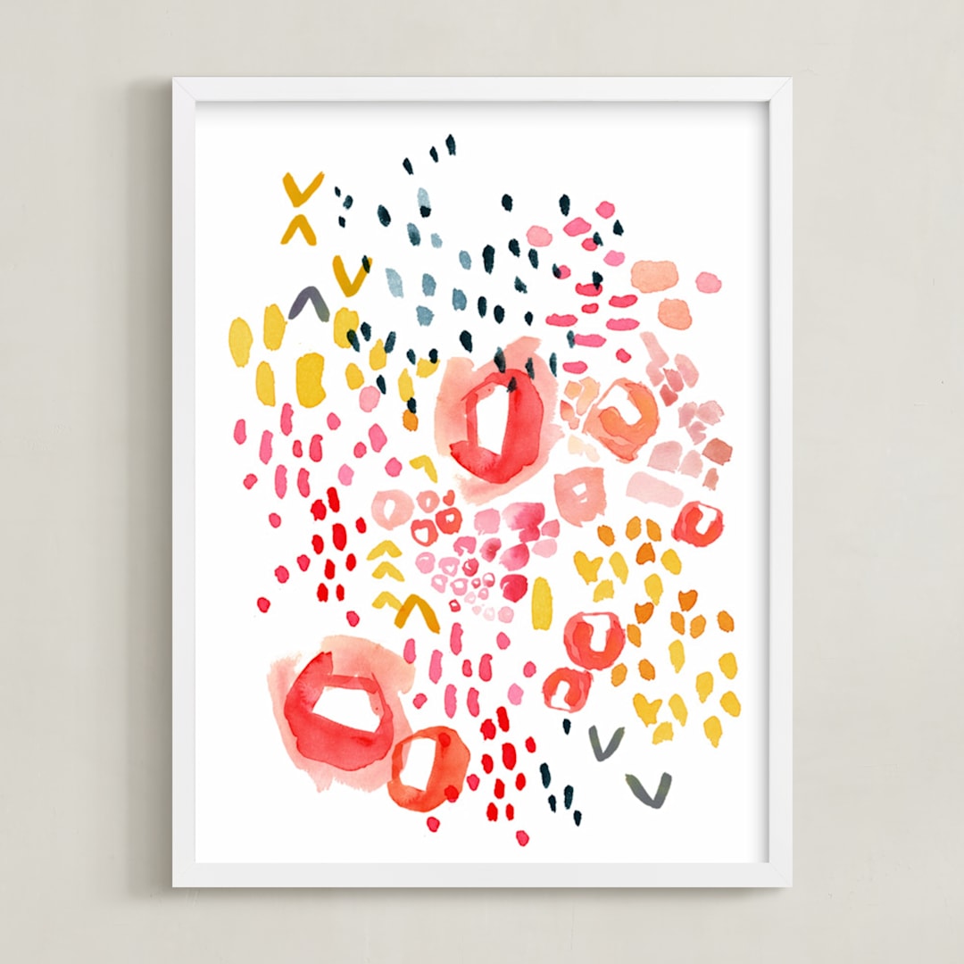 "Gesture" - Art Print in Coral by Kelly Ventura - Framed