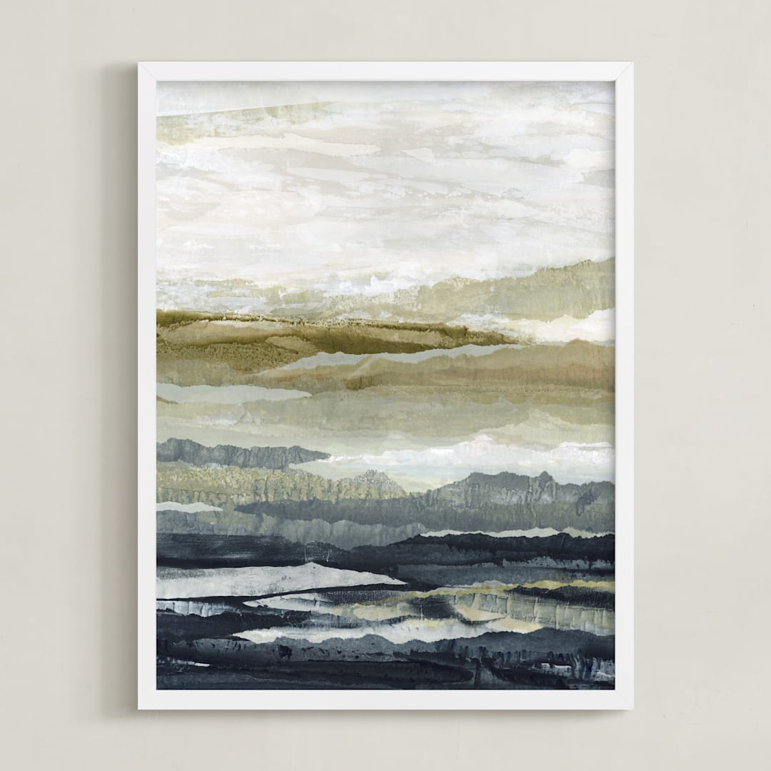 "Moving Horizons" - Art Print in Sage Green by Lara Eckerman - Framed
