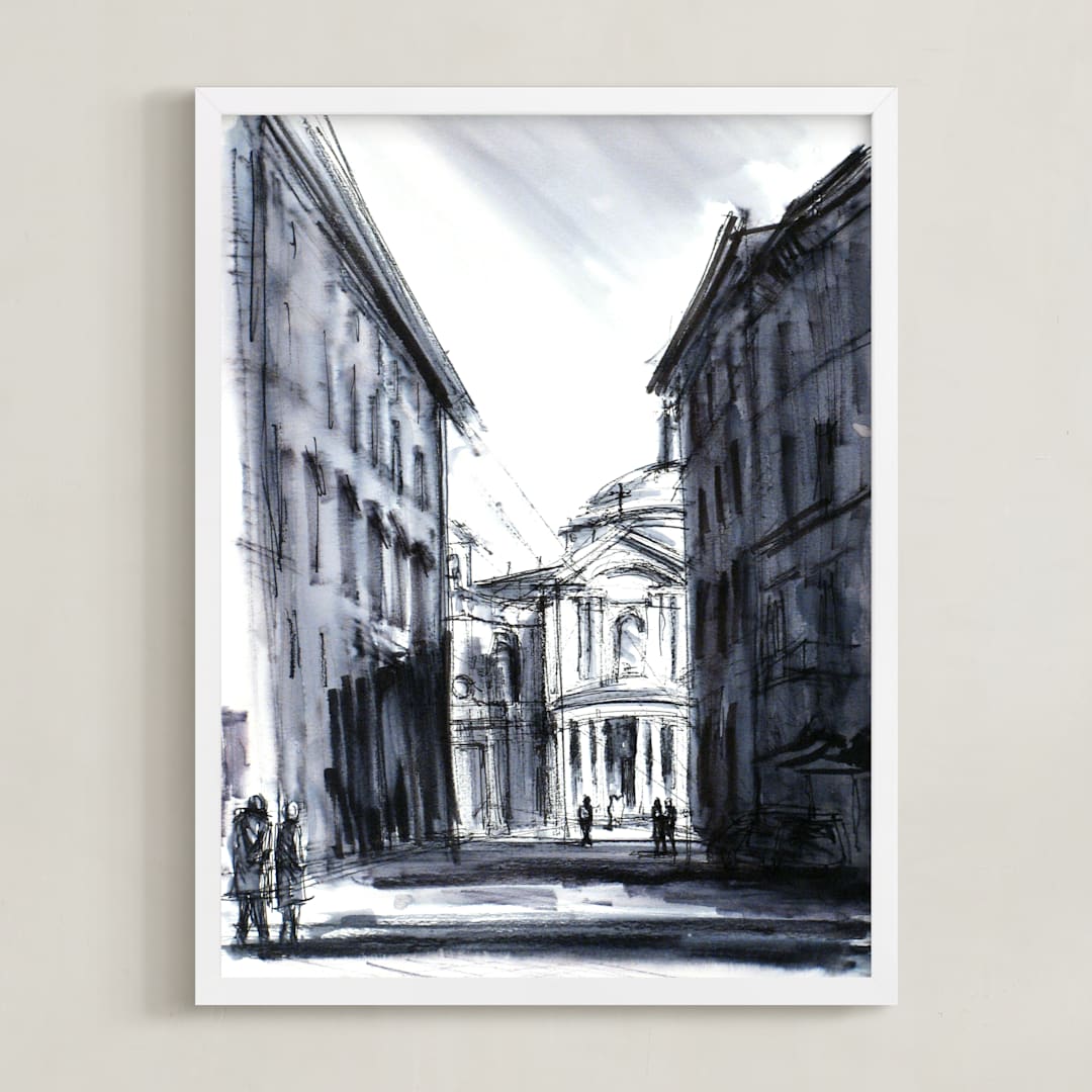 "Theater of space II" - Art Print in Shadow Blue by Cailin Nikel-Zueger - Framed