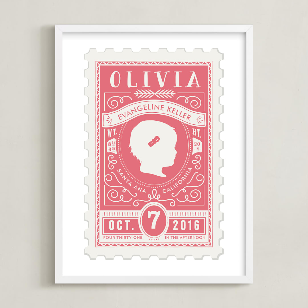 "The Little Miss" - Personalized Art Print in Rose by Tanya Lee of Frooted Design - Framed