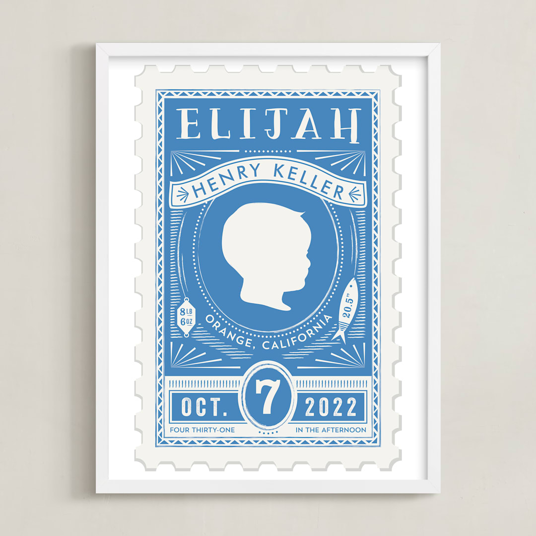 "The Little Mister" - Personalized Art Print in Dutch Blue by Tanya Lee of Frooted Design - Framed