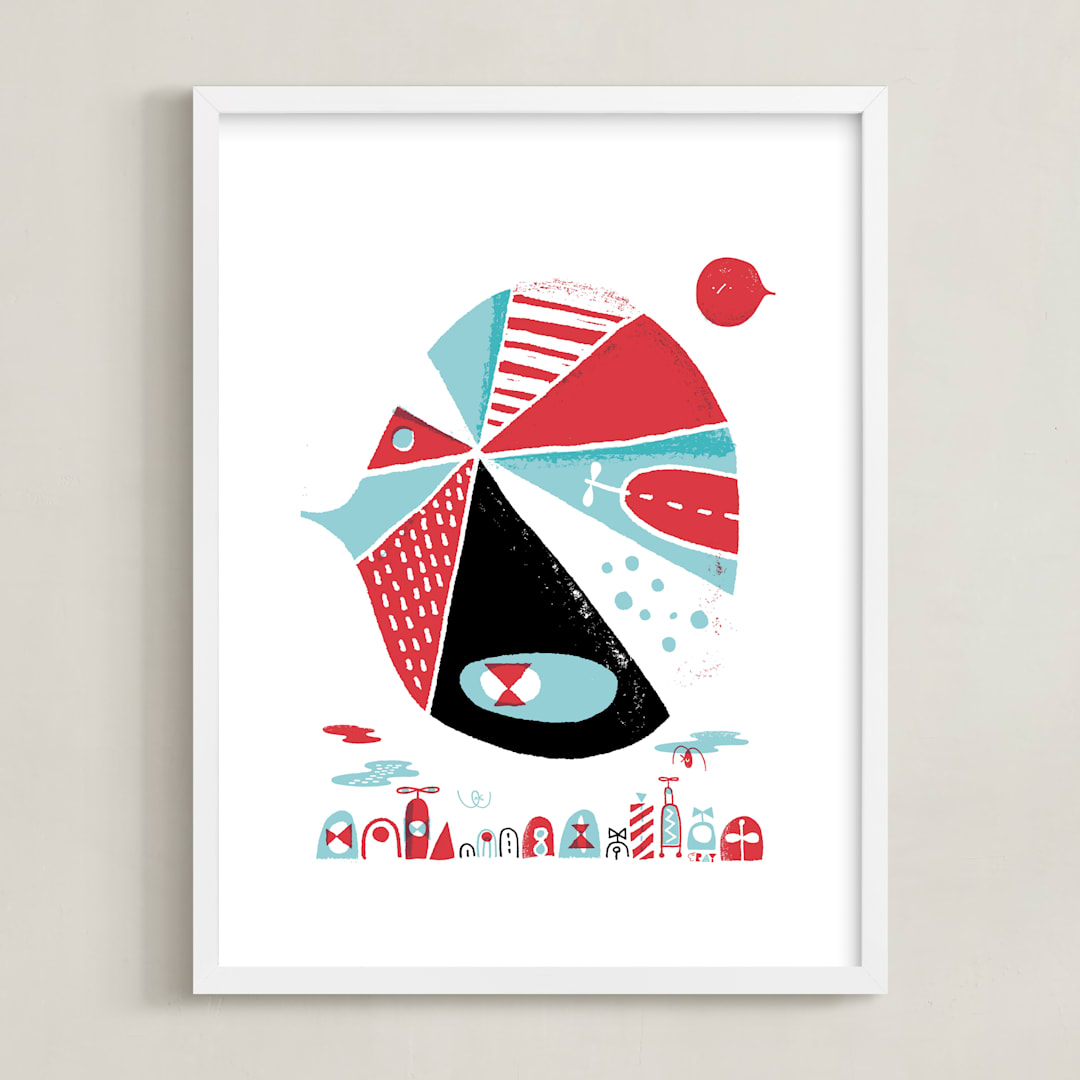 "Glink Glunk" - Art Print in Cherry by ERAY - Framed