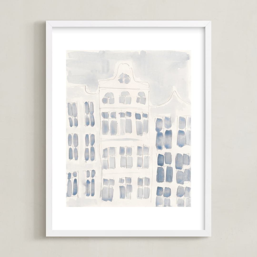 "skyscraper" - Art Print in White by Susanne Kasielke - Framed