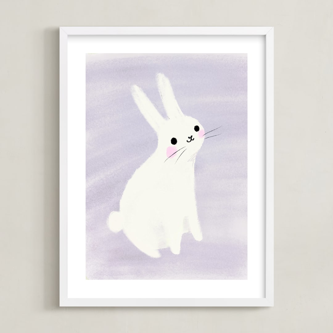 "Happy Bunny" - Art Print in Purple by Lori Wemple - Framed