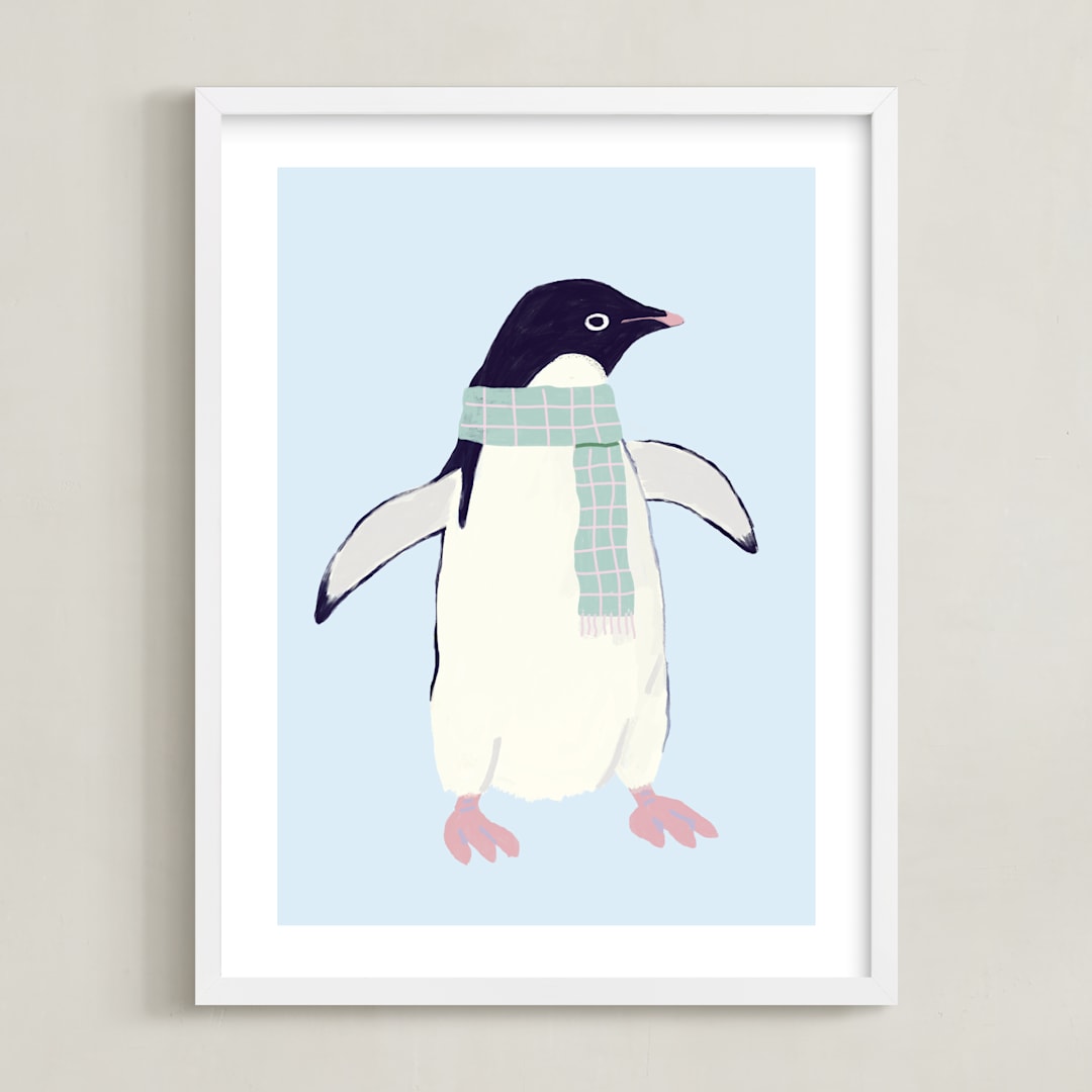 "Adélie Penguin " - Art Print in Antarctica by Cass Loh - Framed
