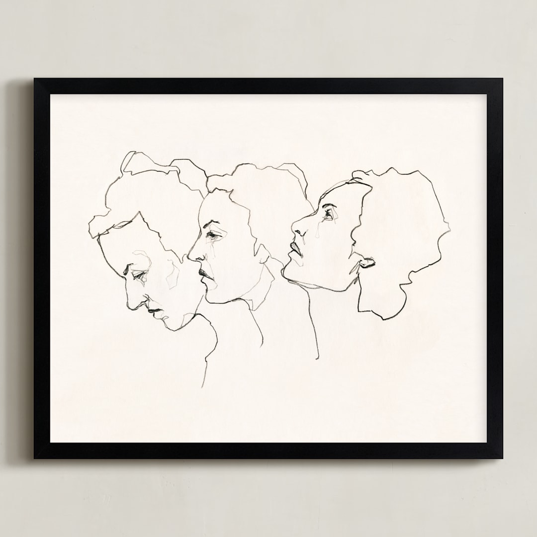 "Three Faces" - Art Print in Eggshell White by Kirsta Benedetti - Framed
