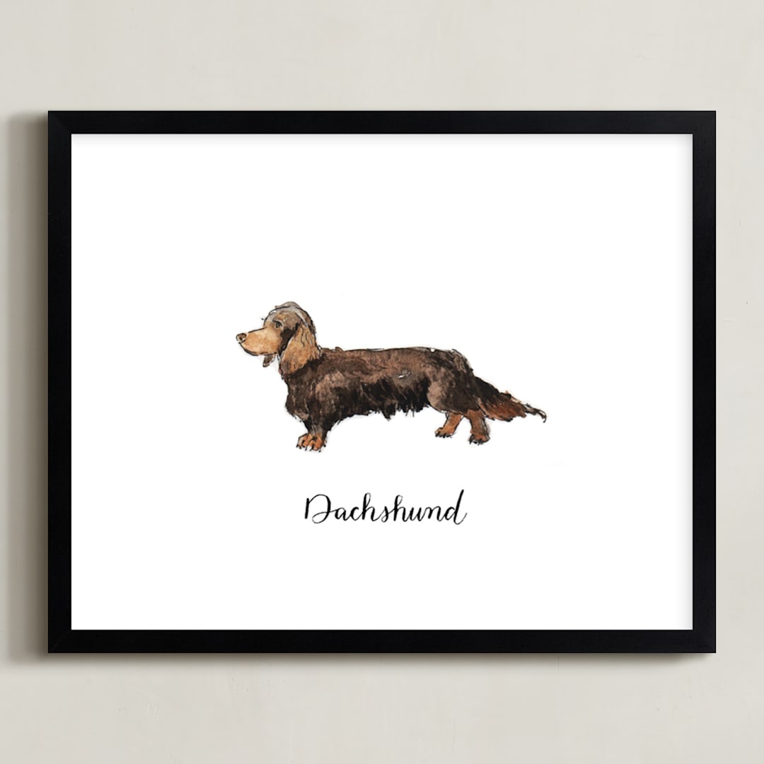 "Dachshund" - Art Print in Brown by Megan Kelso - Framed