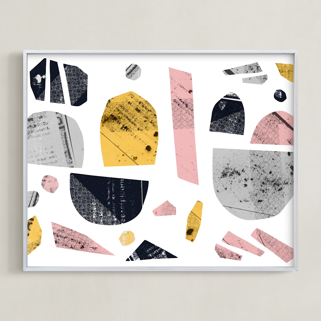 "Boats on a river" - Art Print in light and fun by Susanne Kasielke - Framed