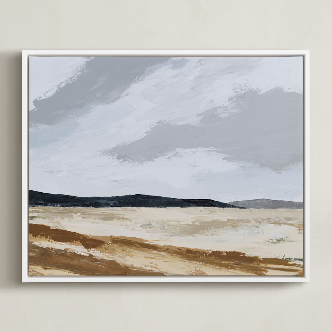 "US 90 To Valentine" - Art Print in Mist by Kati Ramer - Framed Canvas