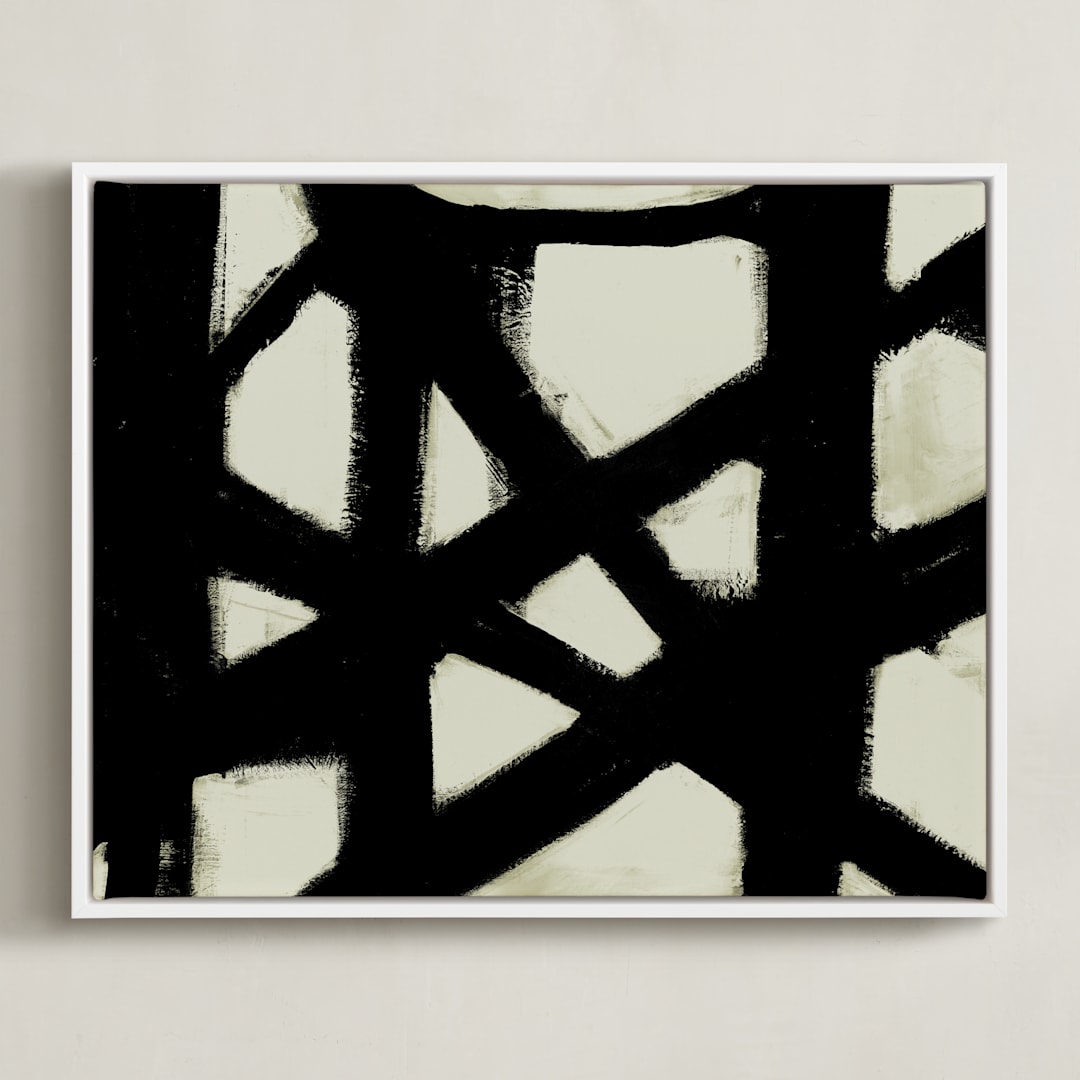 "Missed Connections" - Art Print in Black and White by Ilana Greenberg - Framed Canvas