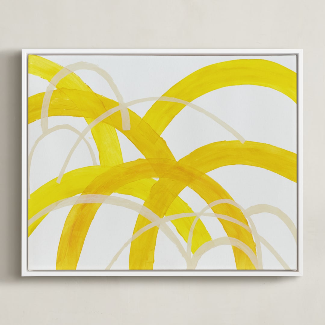 "Mountain Sunshine" - Art Print in Sunshine Yellow by Christina Flowers - Framed Canvas