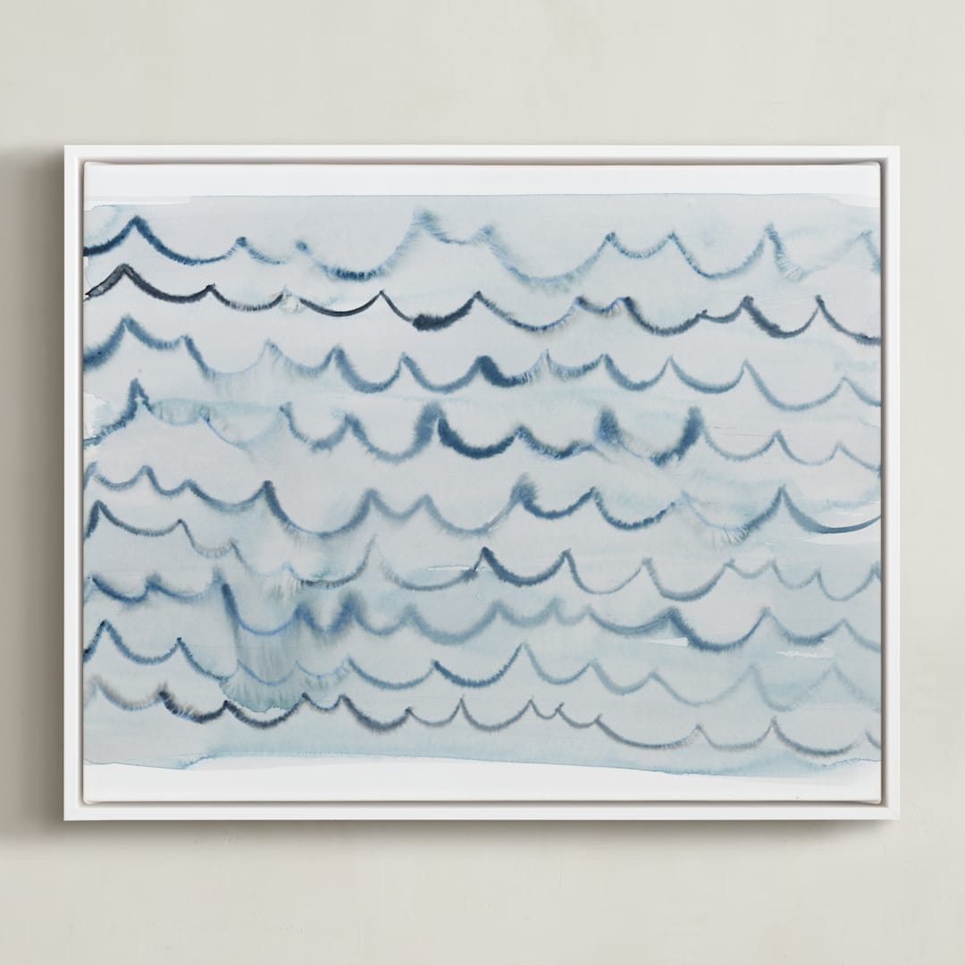 "waves" - Art Print in pool blue by Kelly Witmer - Framed Canvas
