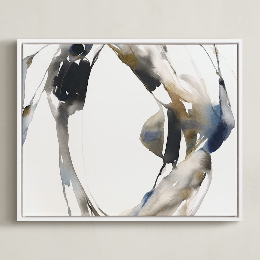 "Surrounding" - Art Print in grey wash by Michelle Lee - Framed Canvas