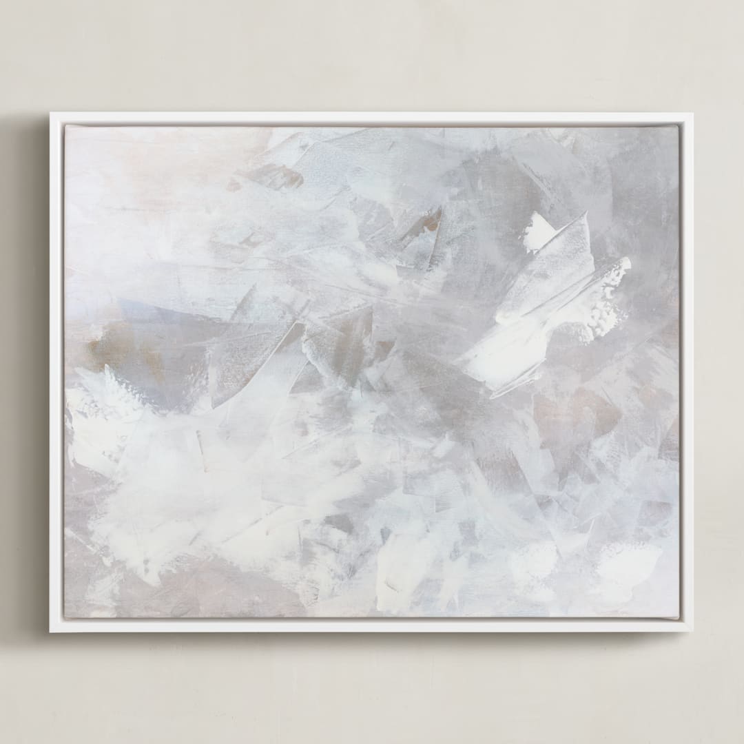 "Melody in White" - Art Print in white grey by Teodora Guererra - Framed Canvas