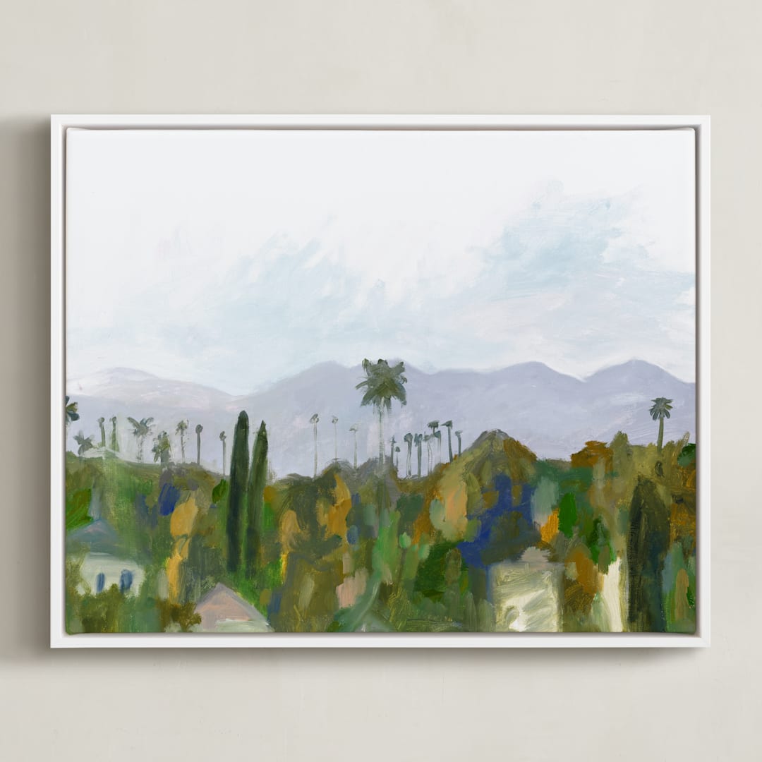"Los Angeles landscape" - Art Print in Green Hills by Kelly Witmer - Framed Canvas