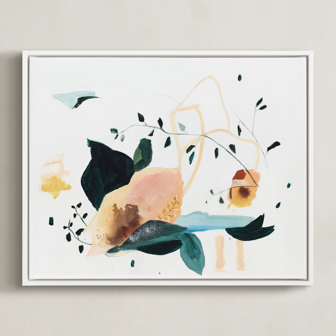 "Lyrical" - Art Print in Nude Coral by Sarah McInroe - Framed Canvas