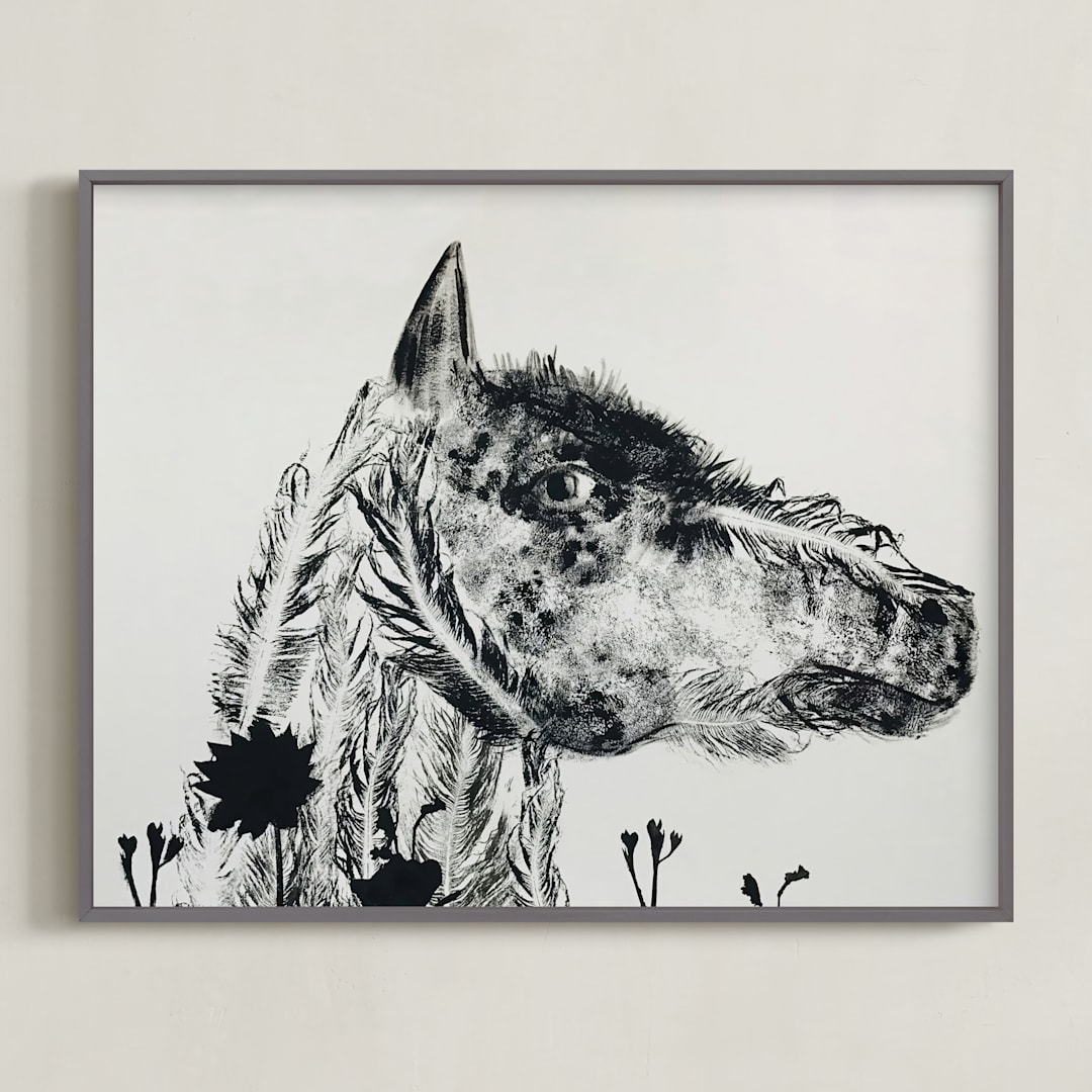 "Horse" - Art Print in Ash by Holly Hudson - Framed