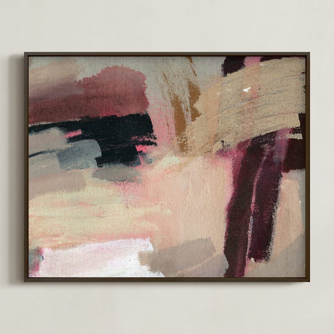 "Pink Lush" - Art Print in ruby red by Lauren Packard - Framed