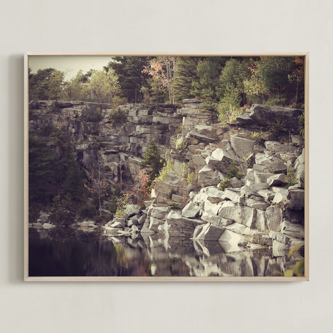 "Autumn Reflections" - Art Print in Stone Brown by Gray Star Design - Framed