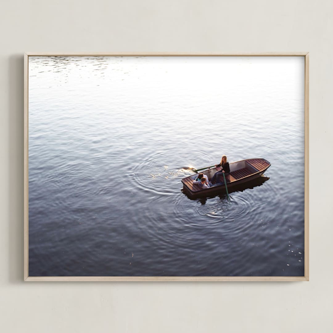 "Prague at Sunset" - Art Print in River Gray by Krissy Bengtson - Framed