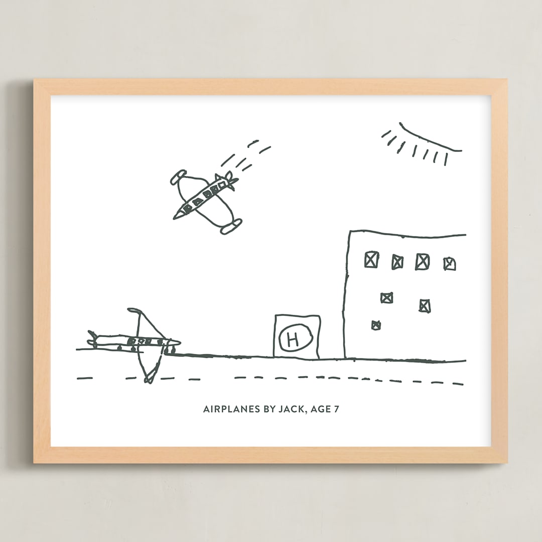 "Your Drawing: Landscape Custom Print" - Custom Print in Deep Gray by Minted - Framed
