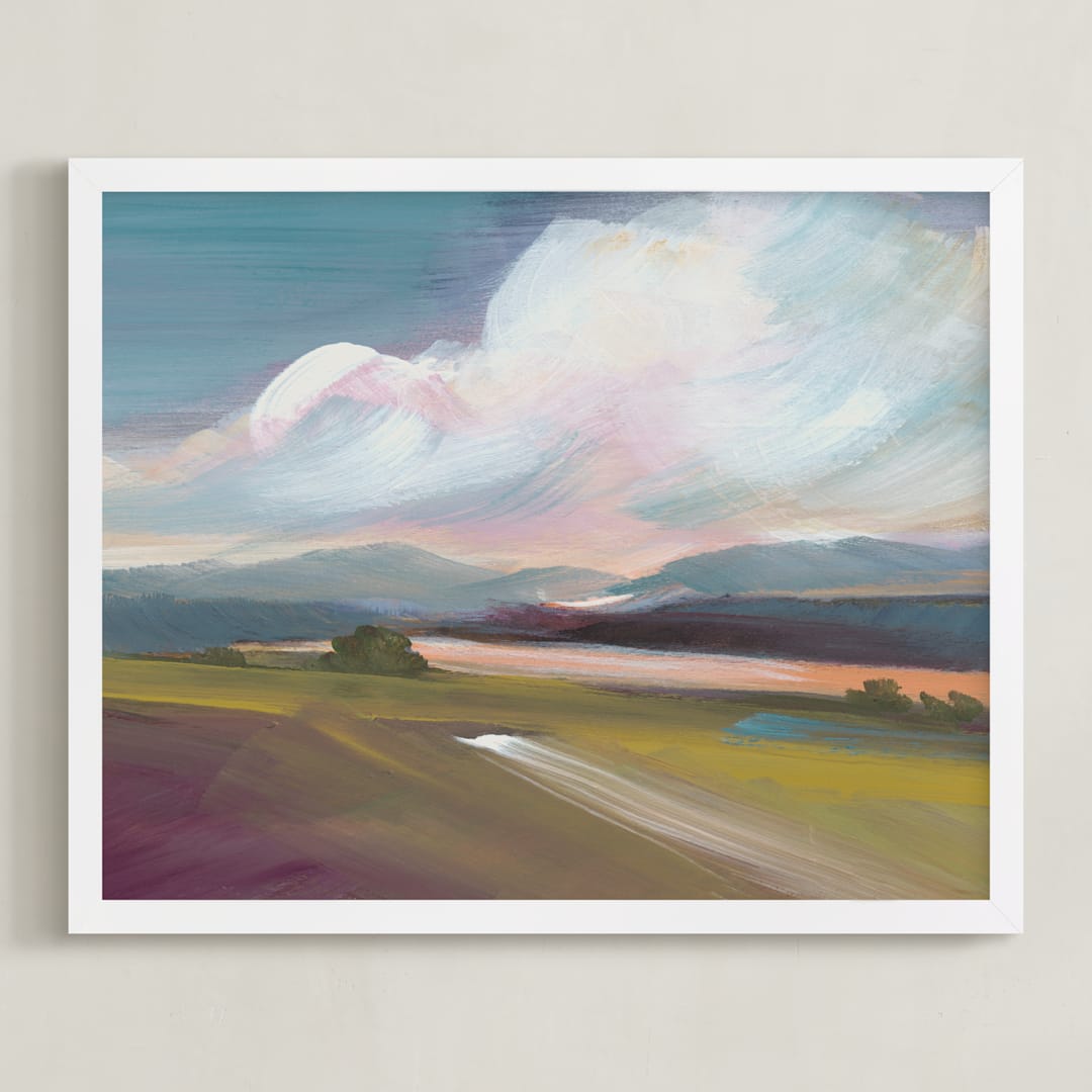 "Fields of Canyons" - Art Print in Canyon Green by AlisonJerry - Framed