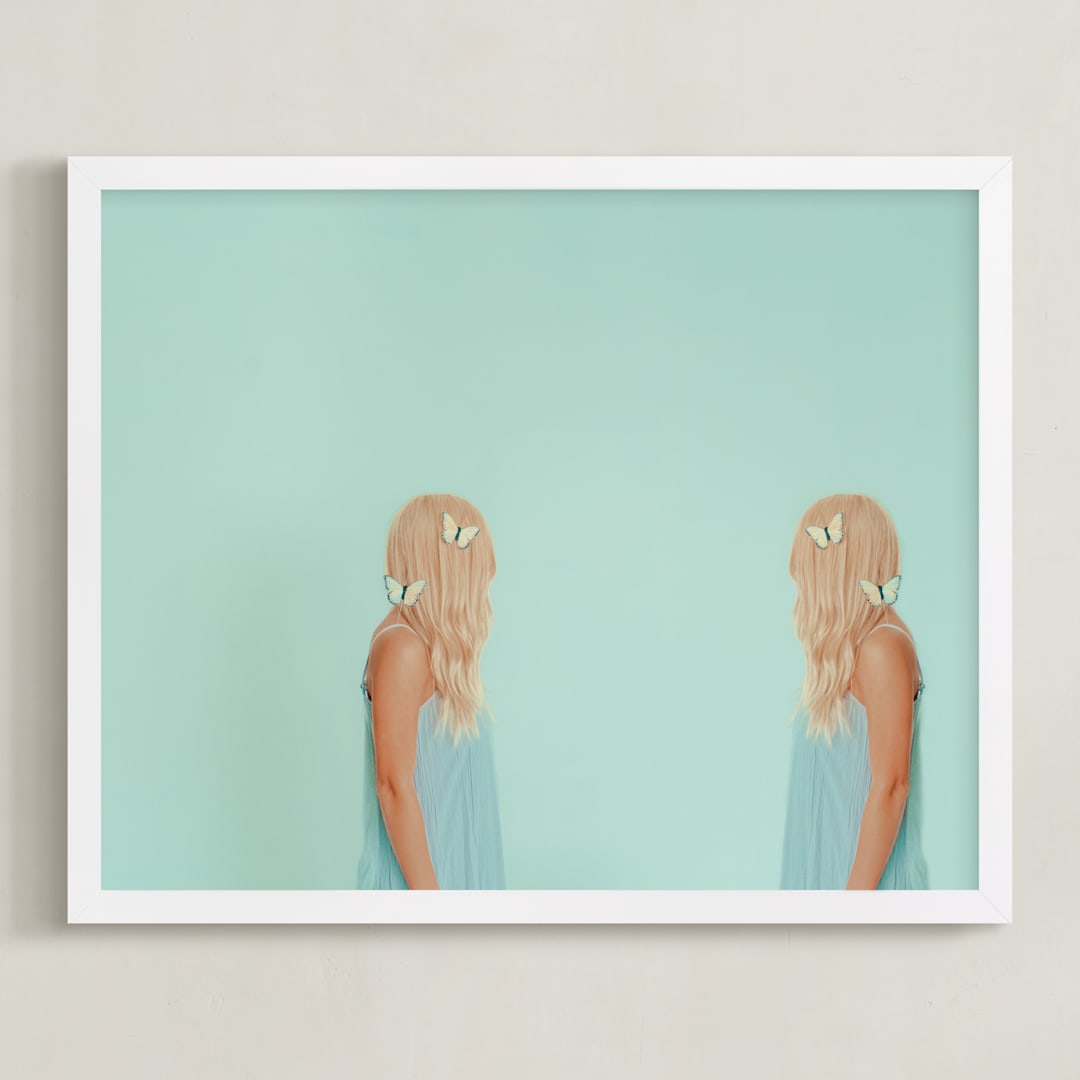 "nice to meet you" - Art Print in Pastel Blue by Jacob Loafman - Framed