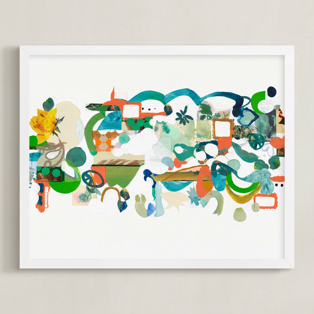 "Green Hills" - Art Print in Verdant Green by Erin McCluskey Wheeler - Framed