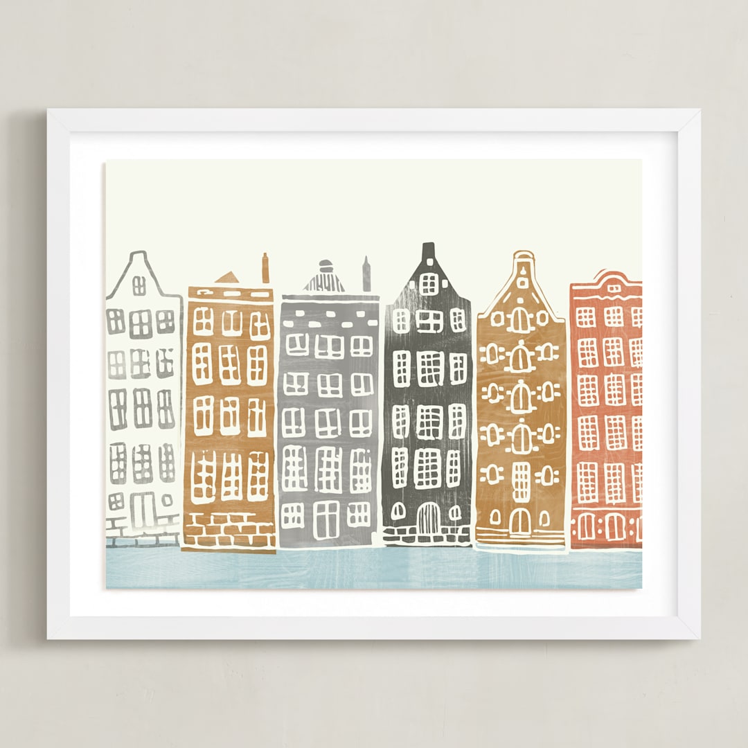 "On the Canal" - Art Print in brick by Griffinbell Paper Co. - Framed