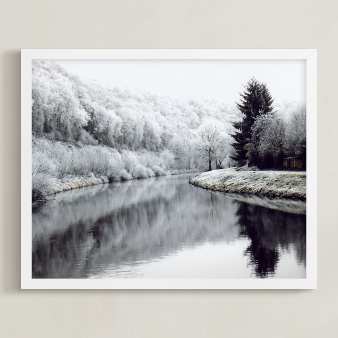 "Winter's Breath" - Art Print in White by Eva Marion - Framed