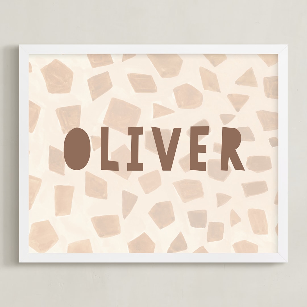 "Safari Friends 2" - Personalized Art Print in Brown by Teju Reval - Framed