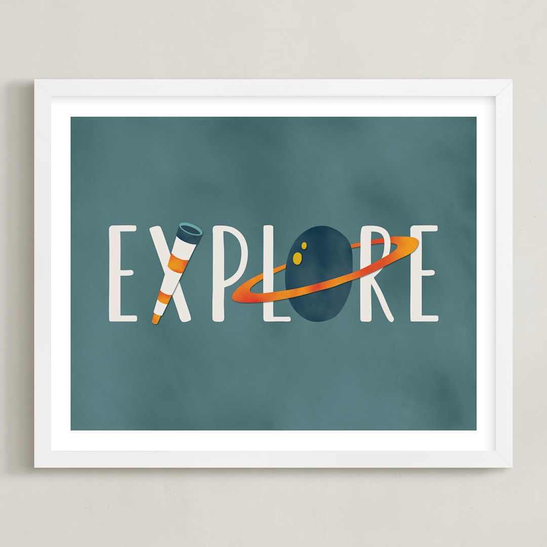 "Space to Explore III" - Art Print in Twilight by Heather Schertzer - Framed