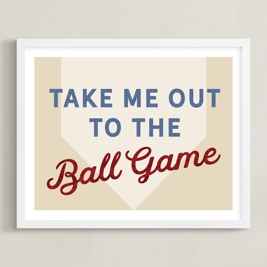 "Little Slugger Series 1" - Art Print in Beige by Pinky Diamond Studio - Framed