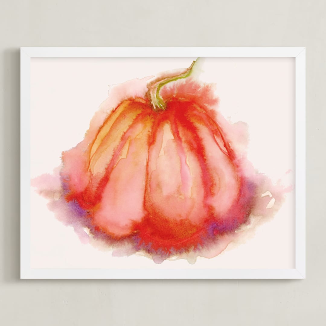 "Splendid Cinderella" - Art Print in pale melon by Amelia Gluba - Framed