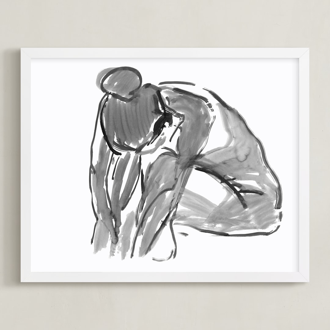 "Introvert" - Art Print in Grey by Miranda Mol - Framed