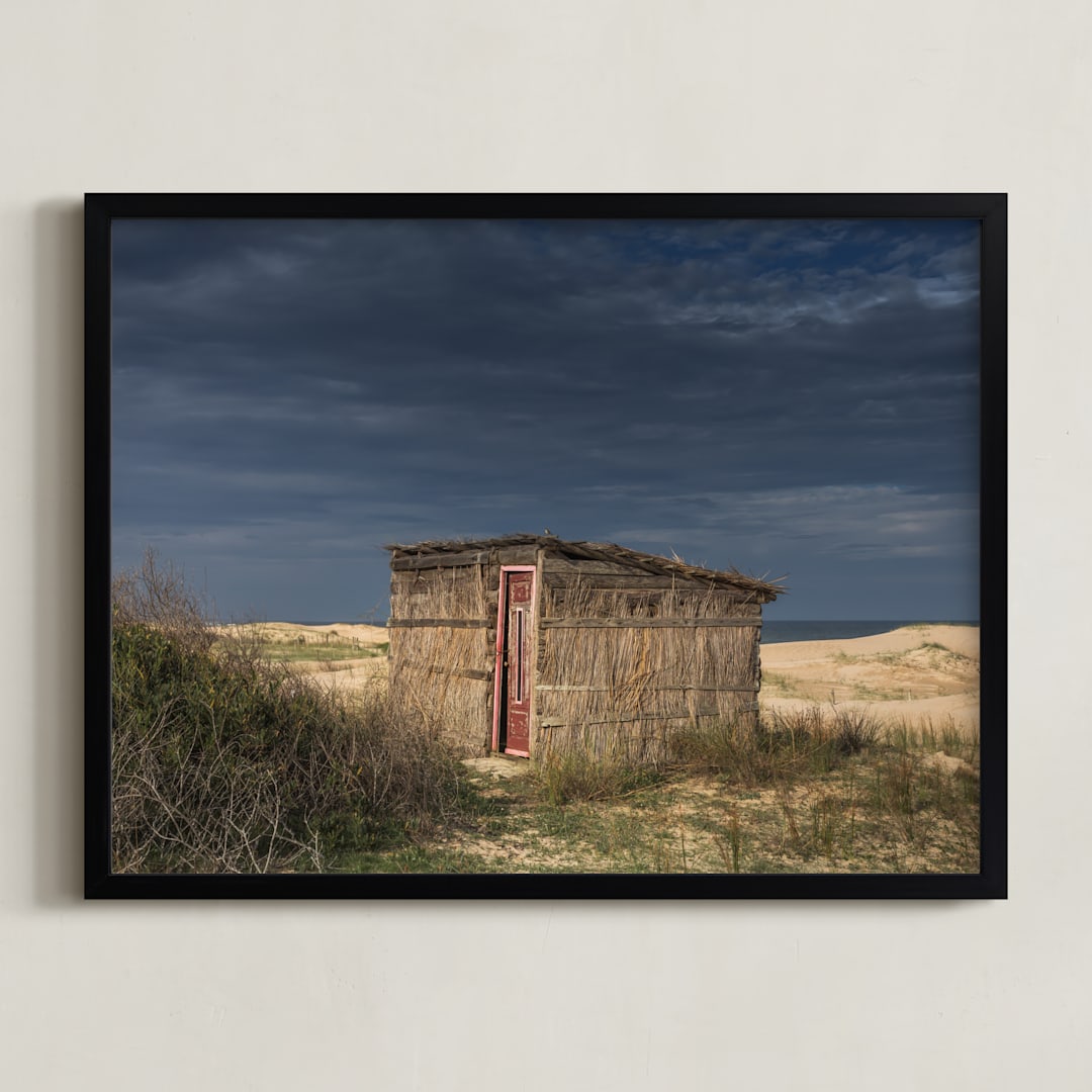 "The ocean shed" - Art Print in Tan by Lucia Coppola - Framed