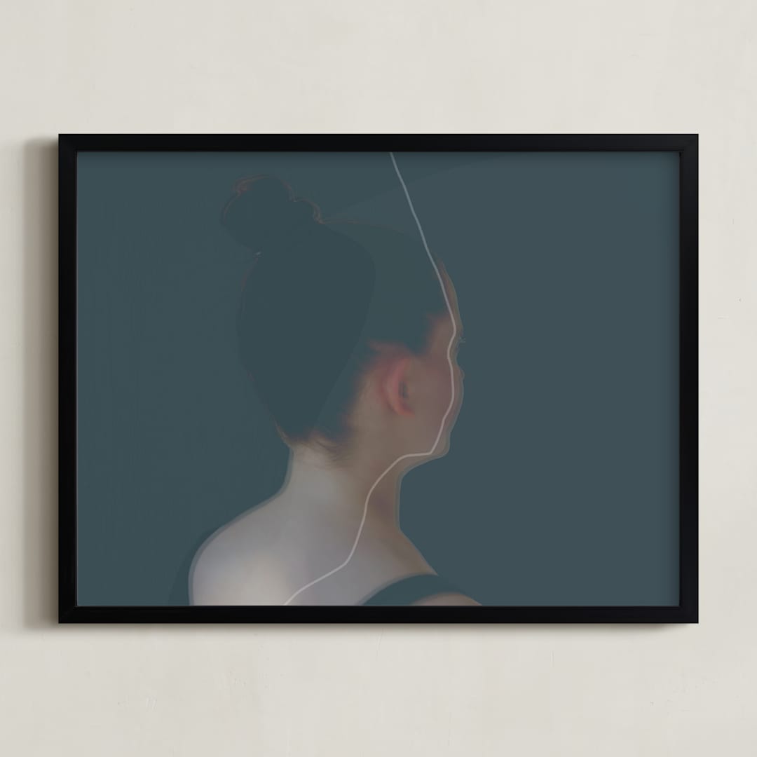 "Poise" - Art Print in Prussian blue by Maja Cunningham - Framed