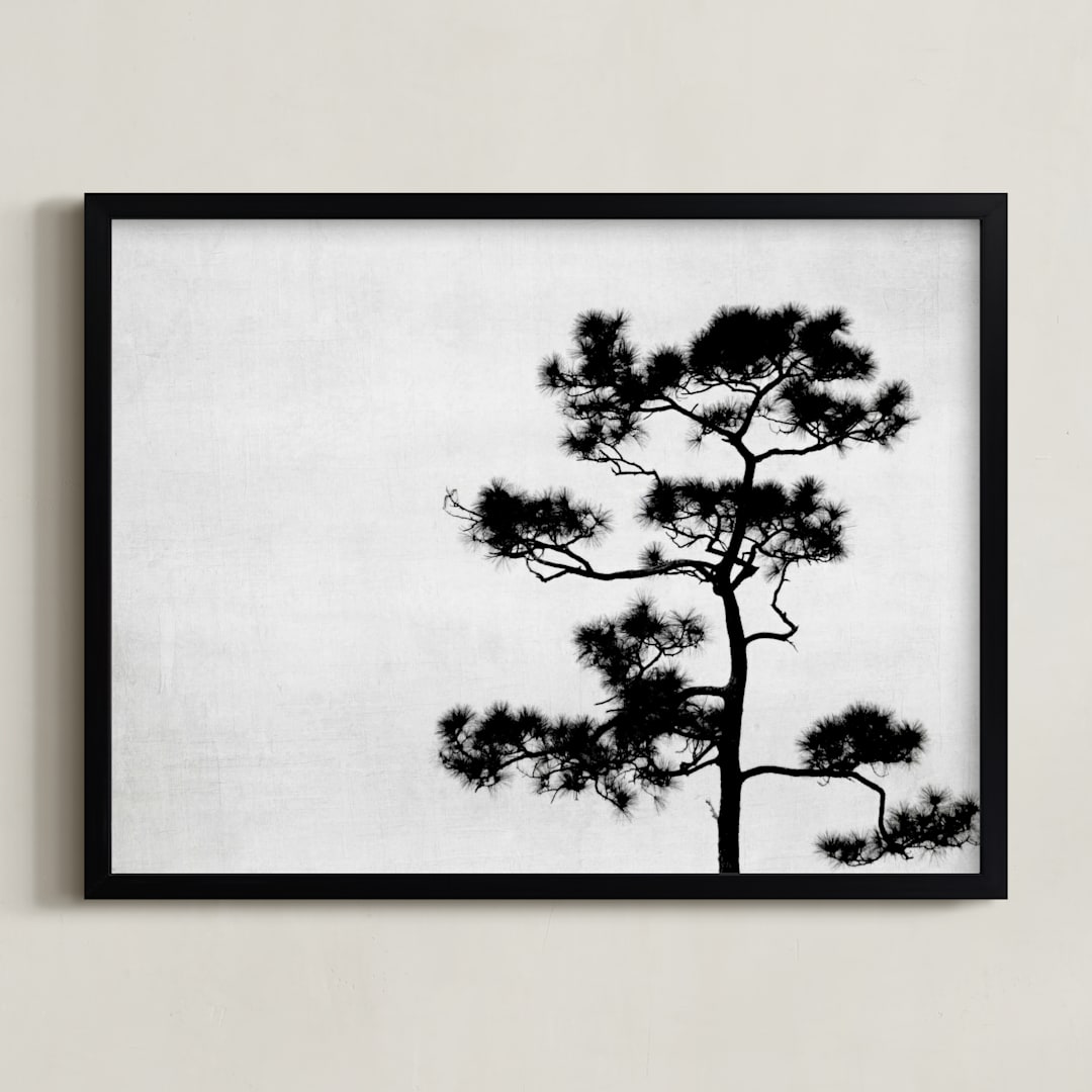 "Be like a tree." - Art Print in soothing grey by Dawn Smith - Framed