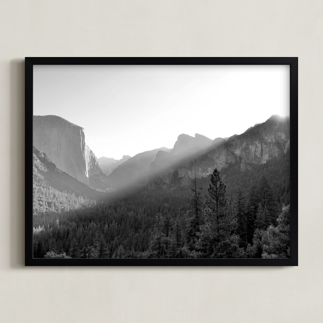"Yosemite First Rays" - Art Print in Black & White by Sea and Sky - Framed