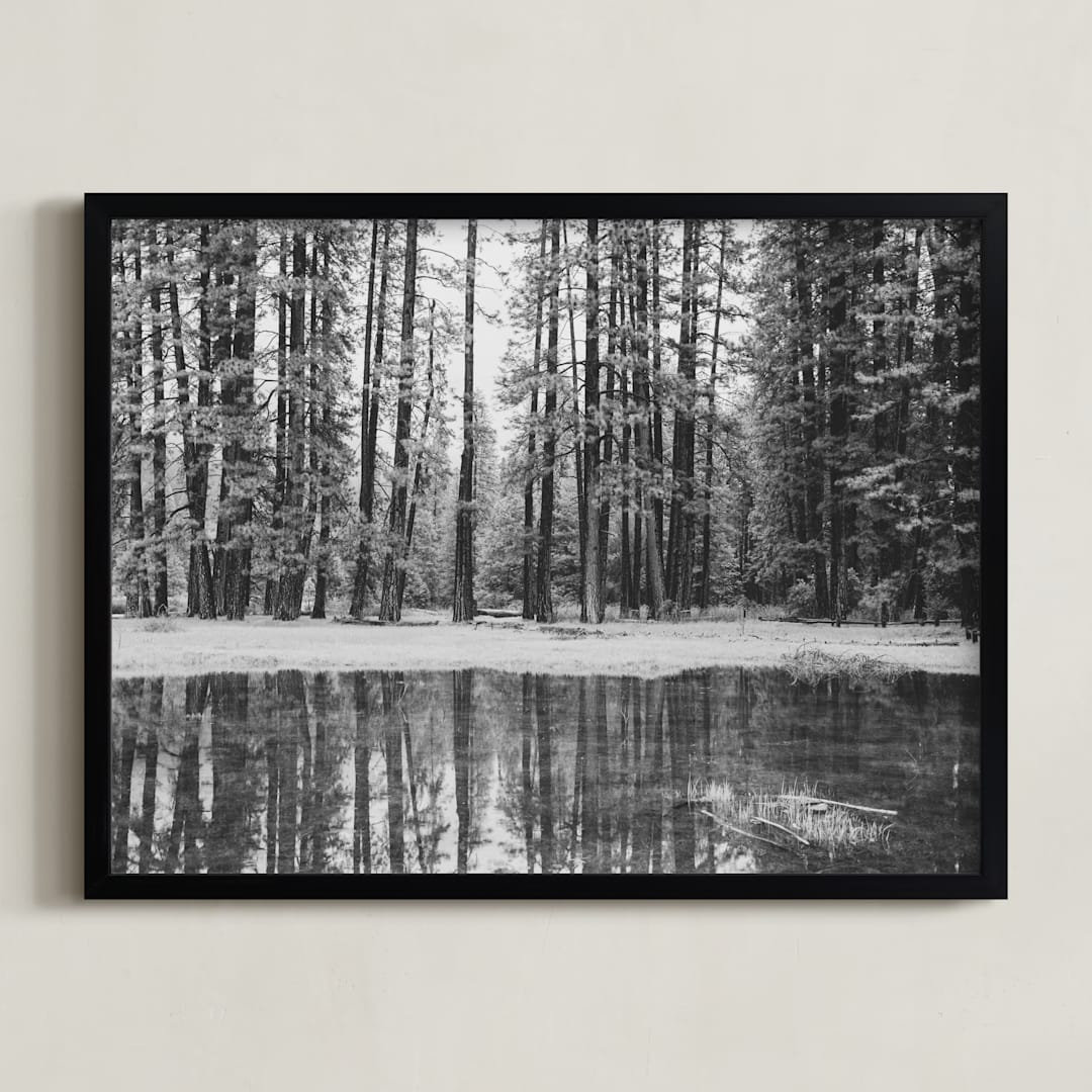 "Hazy Mirror" - Art Print in Black & White by Tania Medeiros - Framed