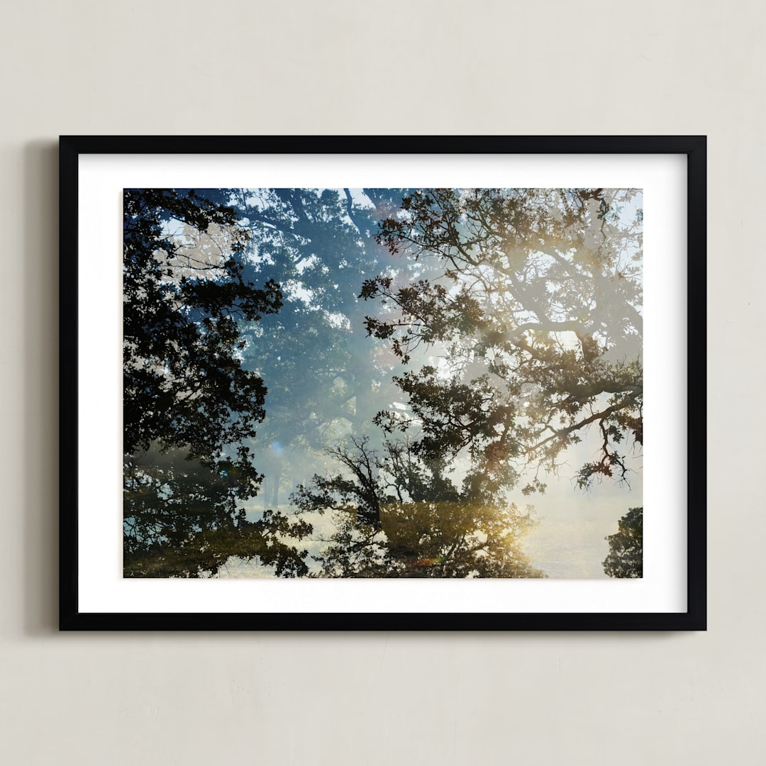 "Double The Oaks" - Art Print in Smalt Blue by Candice Estep - Framed