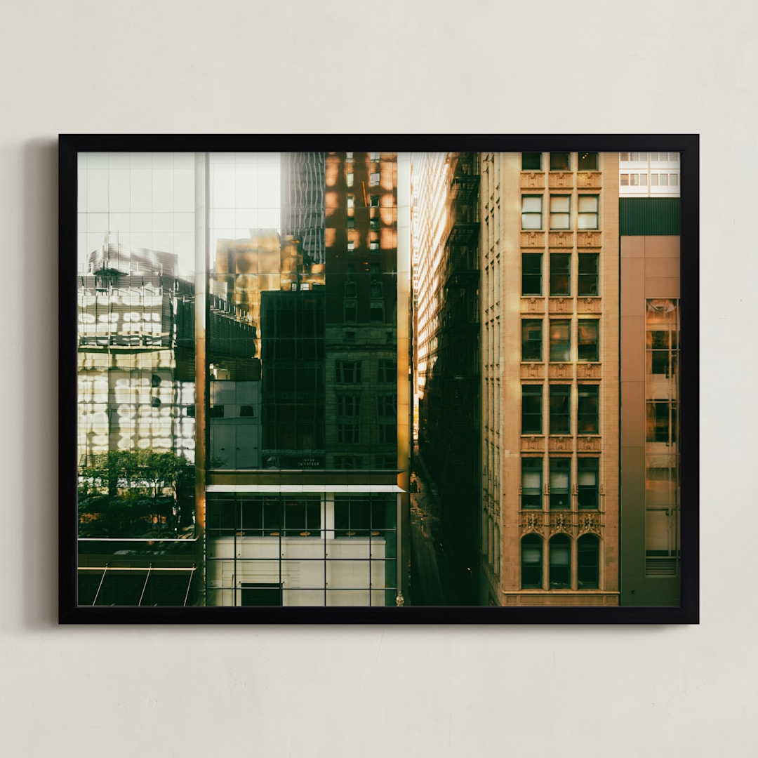 "Chicago Grid" - Art Print in Golden by Ana V. Ramirez - Framed