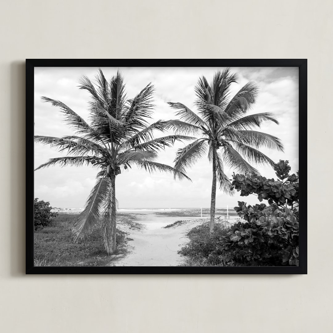 "Coconut gate" - Art Print in black by Eliane Lamb - Framed
