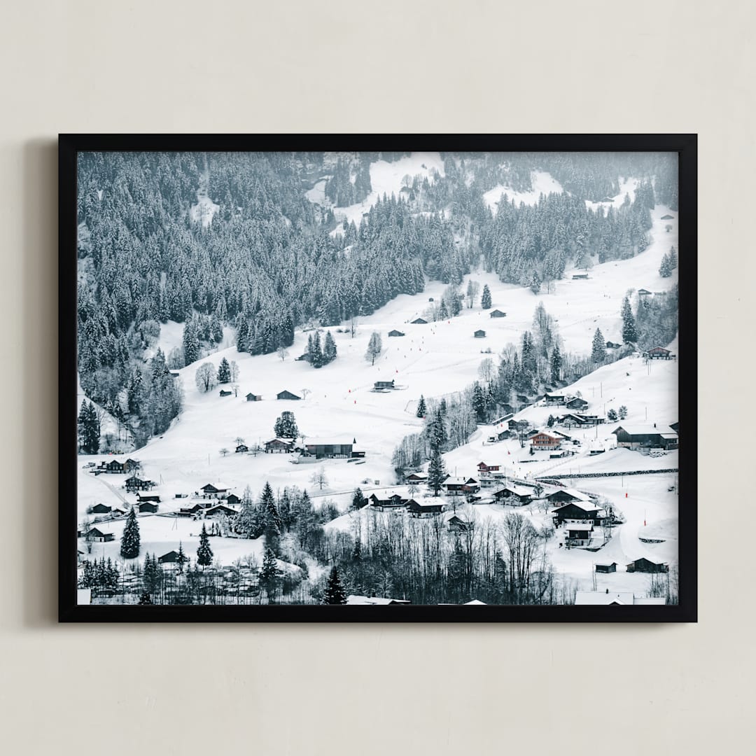 "White Blanketed Hills" - Art Print in Snow White by Ying C. - Framed