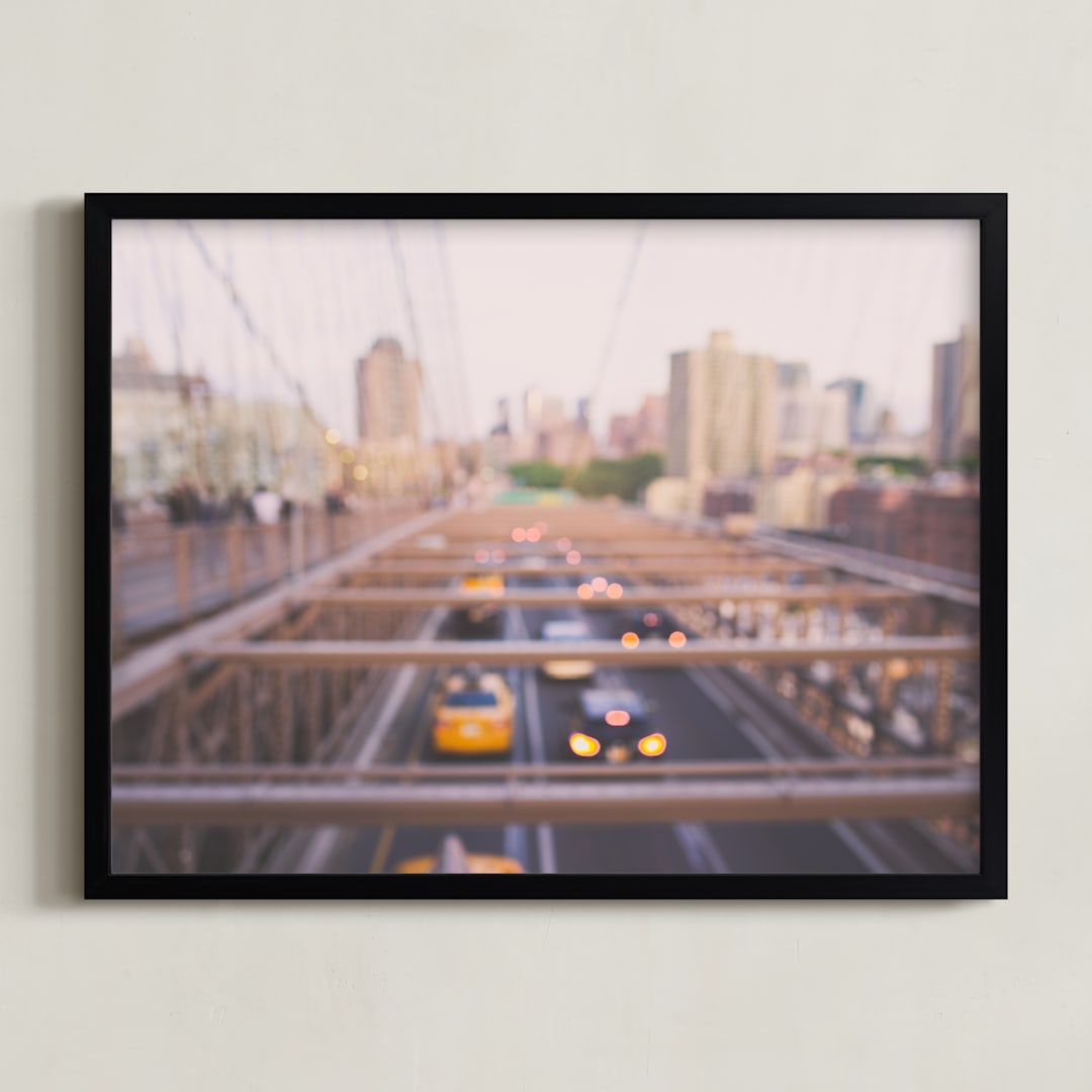"Brooklyn Bridge Abstract" - Art Print in Blush by Ann Hudec - Framed