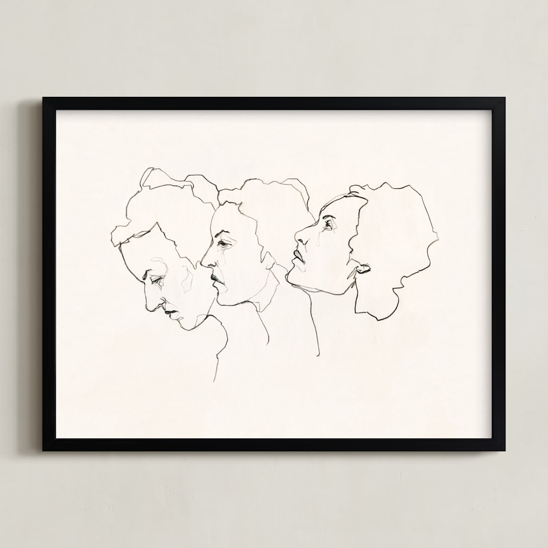 "Three Faces" - Art Print in Eggshell White by Kirsta Benedetti - Framed