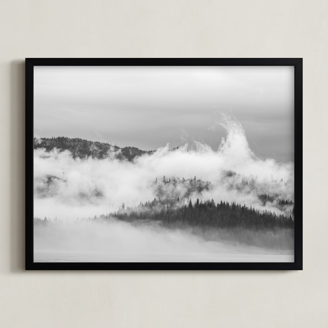 "Misty Eye of the Mountain" - Art Print in Fog by Jennifer Bush - Framed