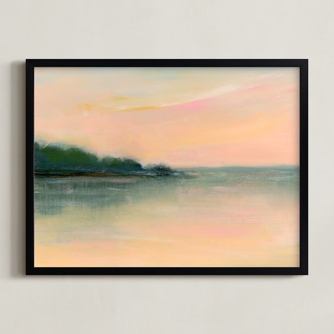 "Quiet Cove" - Art Print in Peach by Lindsay Megahed - Framed