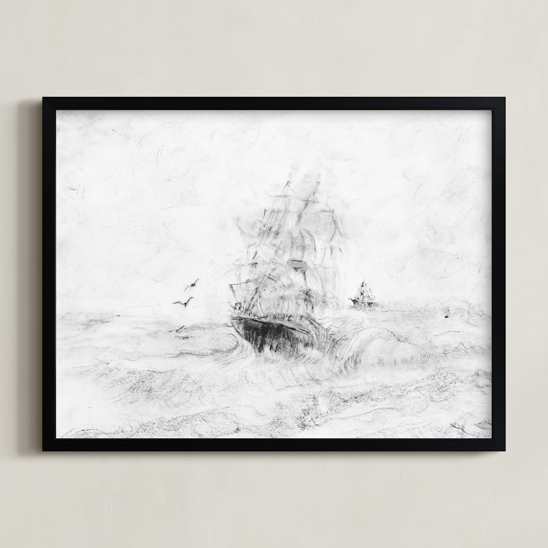 "Seaworthy" - Art Print in charcoal by Ramnik Velji - Framed